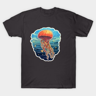 Orange sticker jellyfish artwork T-Shirt